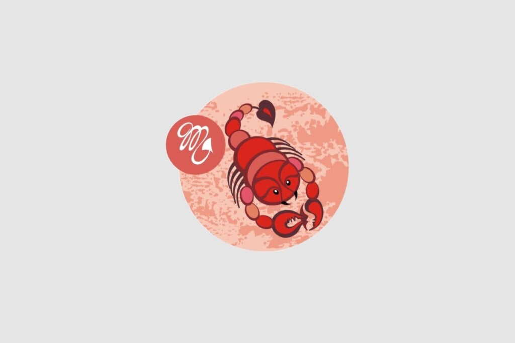 Horóscopo do dia: previsão para os 12 signos em 21/05/2025 62 Ilustração do signo de Escorpião, com um escorpião vermelho de aparência detalhada e cauda curva