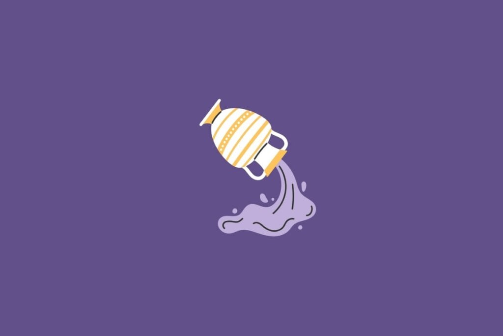 Horóscopo do dia: previsão para os 12 signos em 23/05/2025 65 Ilustração do signo de aquário em um fundo roxo