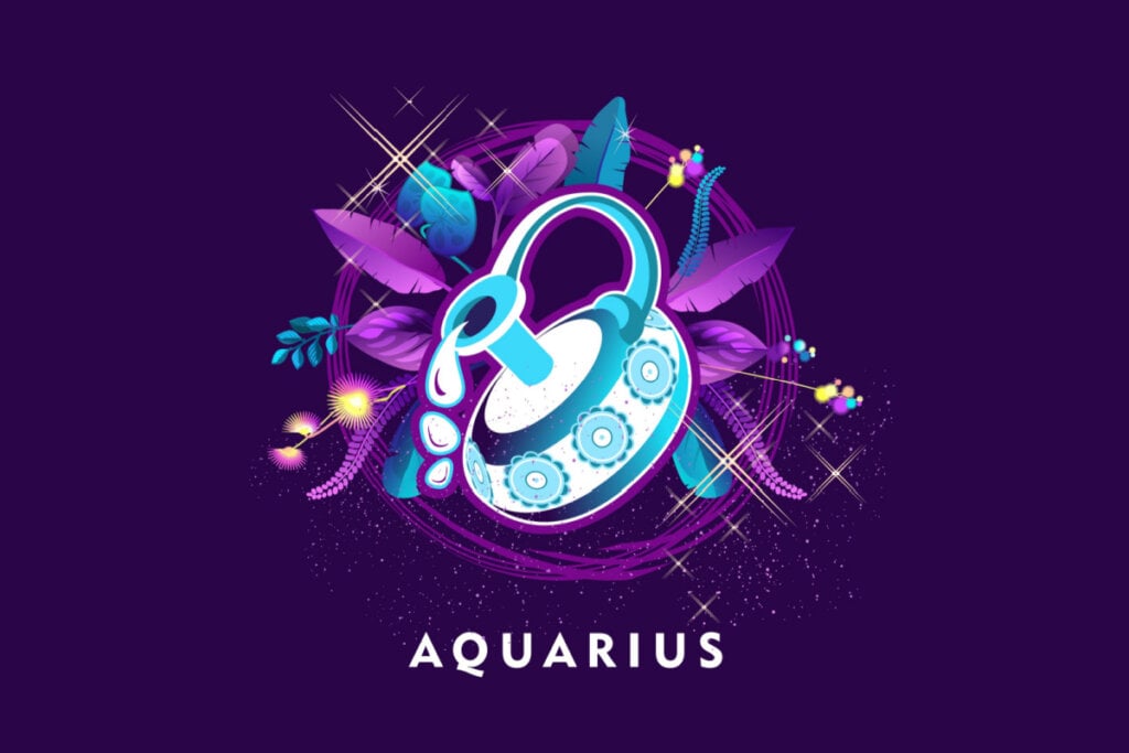Horóscopo do dia: previsão para os 12 signos em 30/05/2025 65 Símbolo do signo de Aquário em um fundo roxo