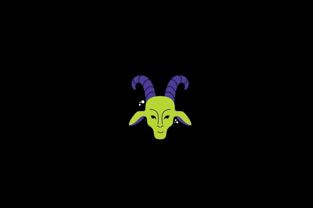 Horóscopo do dia: previsão para os 12 signos em 24/05/2025 64 Ilustração do signo de capricórnio nas cores verde e roxo em um fundo preto