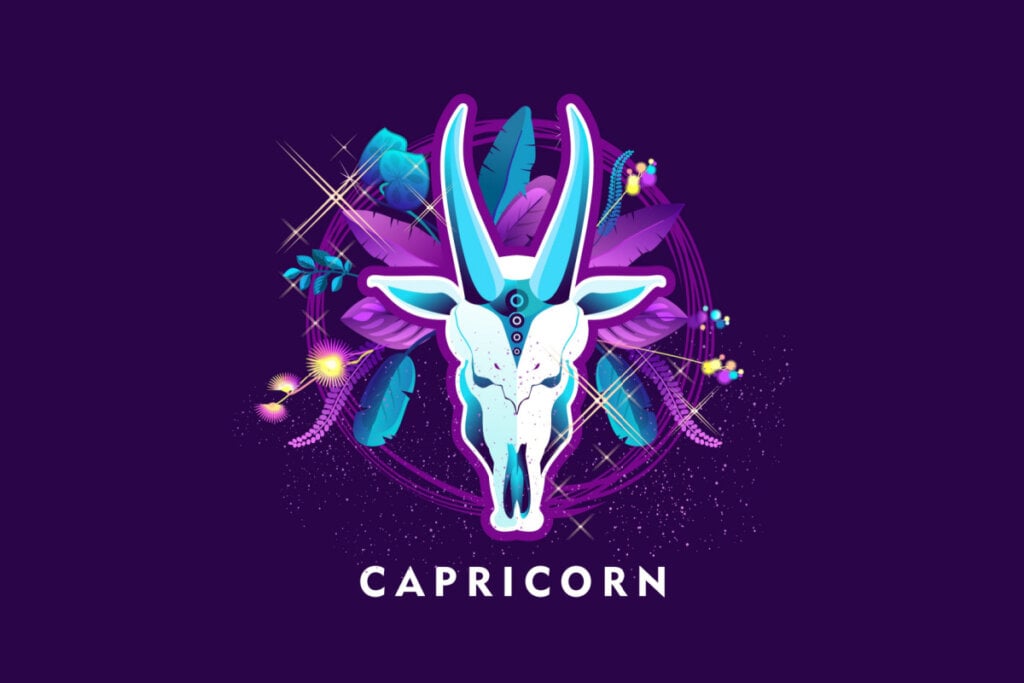 Horóscopo do dia: previsão para os 12 signos em 30/05/2025 64 Símbolo do signo de Capricórnio em um fundo roxo