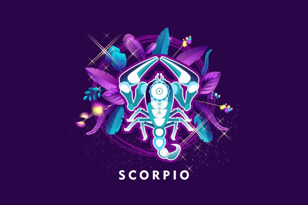 Horóscopo do dia: previsão para os 12 signos em 30/05/2025 62 Símbolo do signo de Escorpião em um fundo roxo