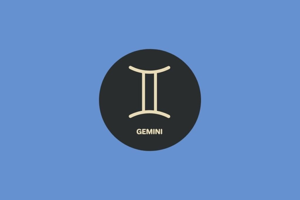 Horóscopo do dia: previsão para os 12 signos em 12/05/2025 57 Ilustração do signo de Gêmeos em um círculo sobre um fundo azul