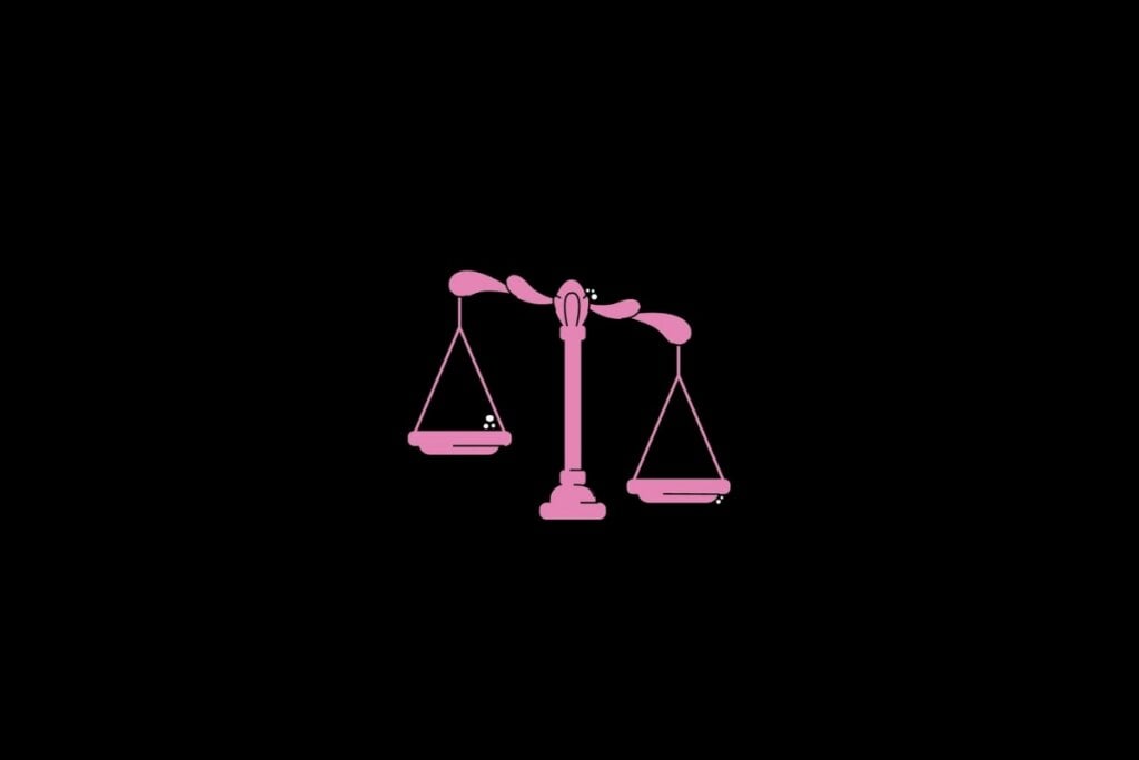 Horóscopo do dia: previsão para os 12 signos em 24/05/2025 61 Ilustração do signo de libra na cor rosa em um fundo preto