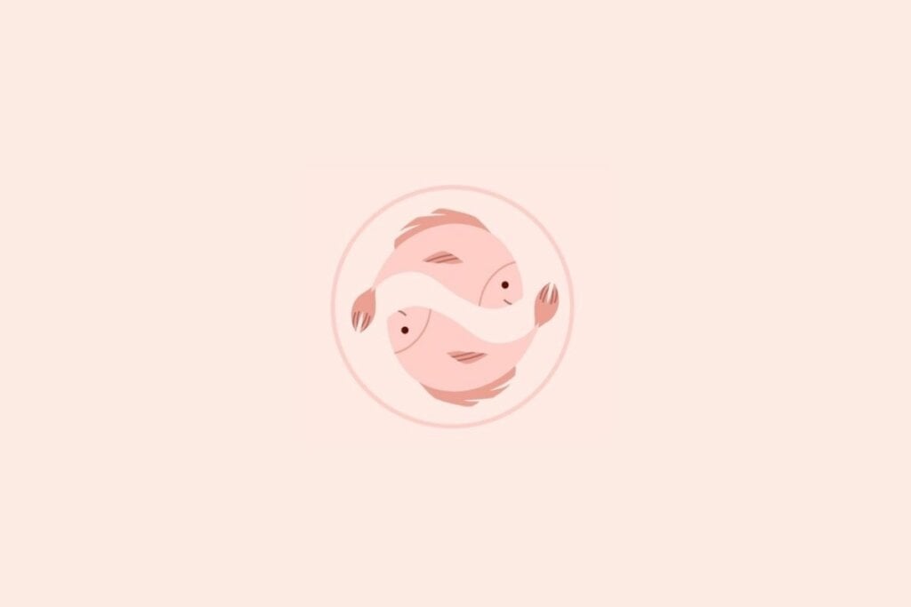 Ilustração do símbolo de peixes em um fundo rosa