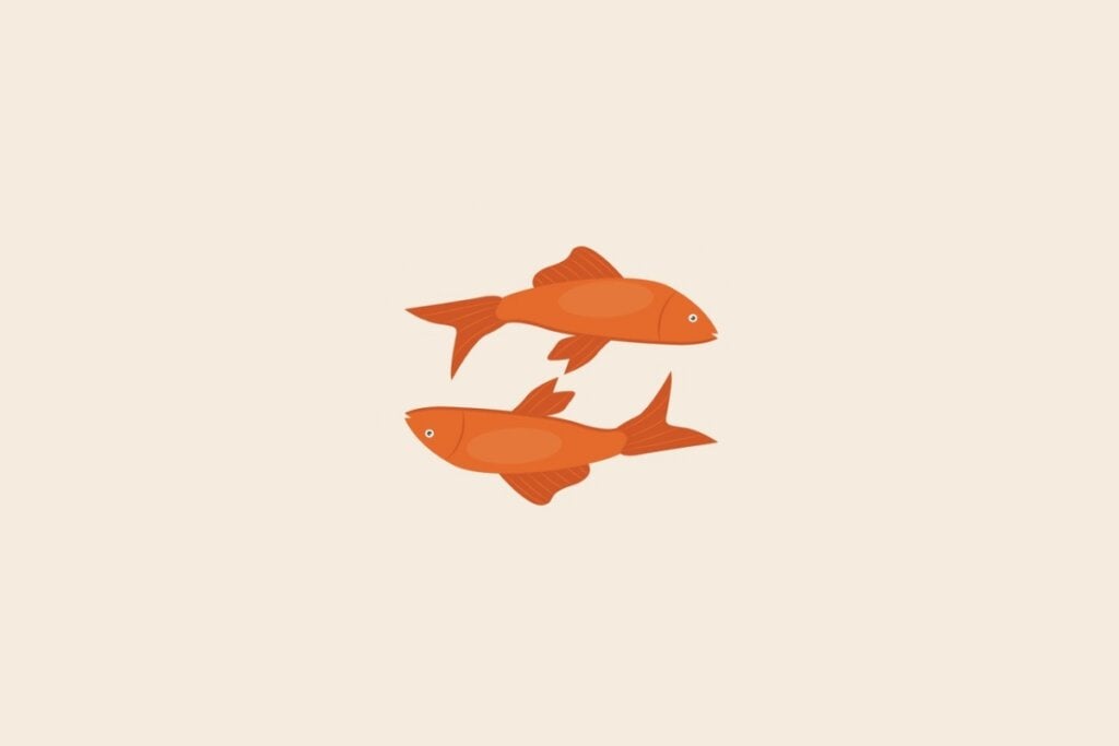 3 signos mais afetuosos do zodíaco 12 Ilustração do signo de peixes em um fundo bege