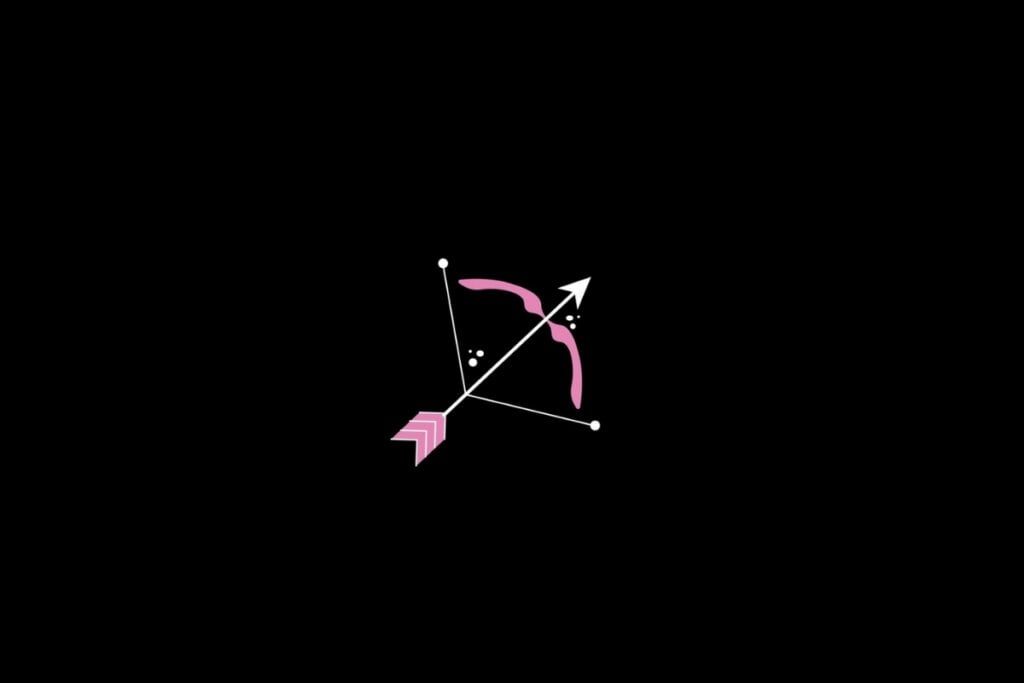 Horóscopo do dia: previsão para os 12 signos em 24/05/2025 63 Ilustração do signo de sagitário na cor rosa em um fundo preto