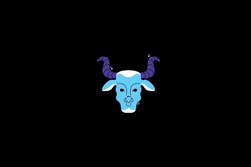 Horóscopo do dia: previsão para os 12 signos em 24/05/2025 56 Ilustração do signo de touro nas cores azul e roxo em um fundo preto