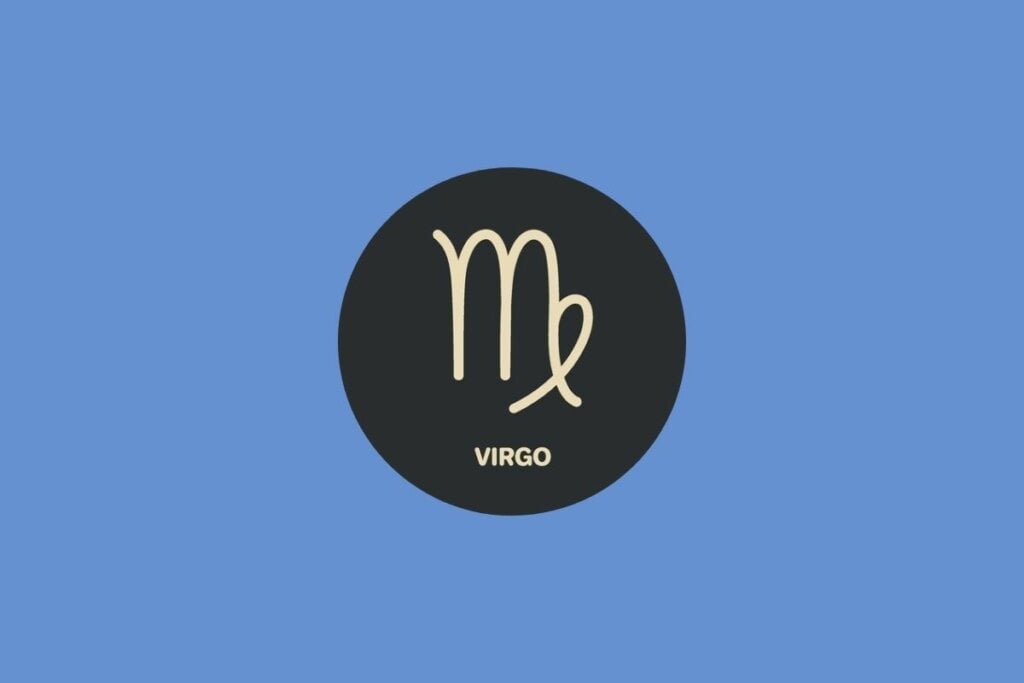 Horóscopo do dia: previsão para os 12 signos em 12/05/2025 60 Ilustração do signo de Virgem em um círculo sobre um fundo azul