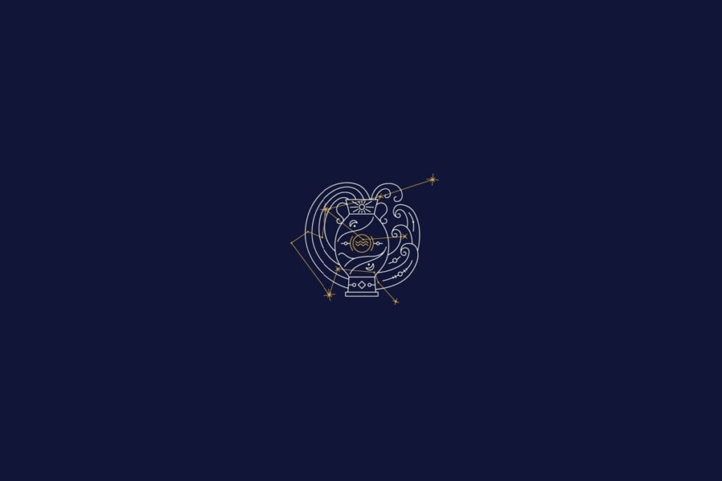 Horóscopo do dia: previsão para os 12 signos em 10/05/2025 65 Ilustração do signo de aquário em um fundo azul-escuro