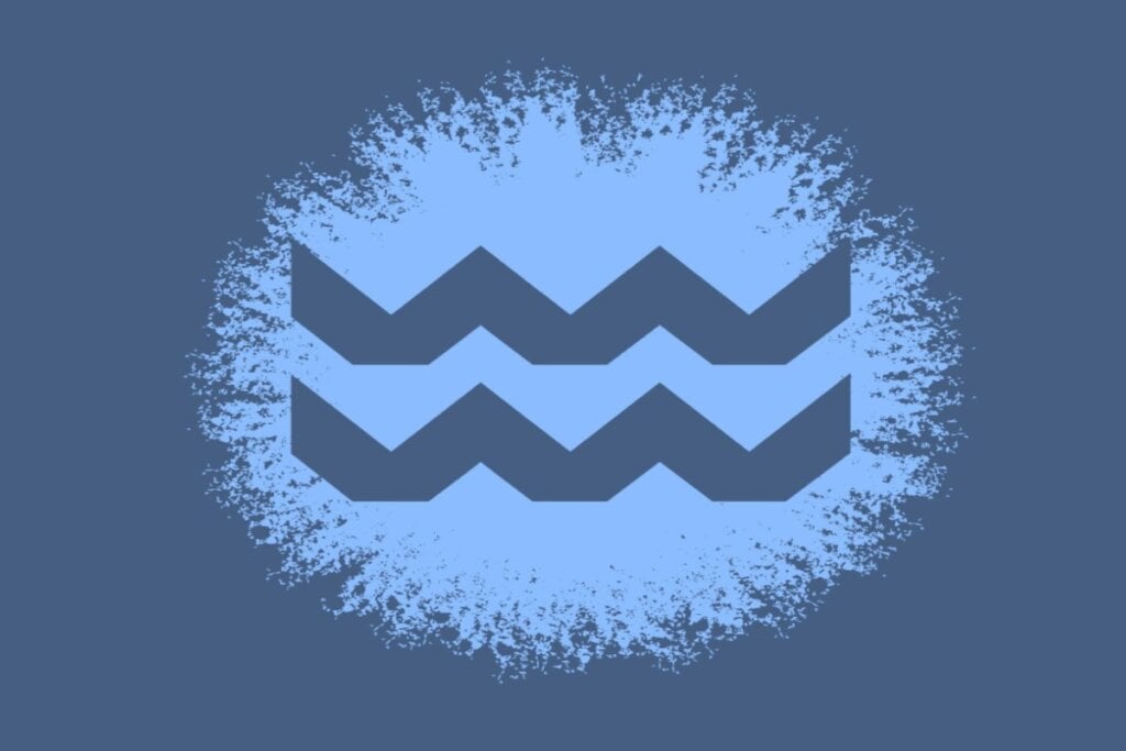 Horóscopo do dia: previsão para os 12 signos em 16/05/2025 65 Ilustração do símbolo do signo de aquário em círculo azul-claro sobre fundo azul-escuro