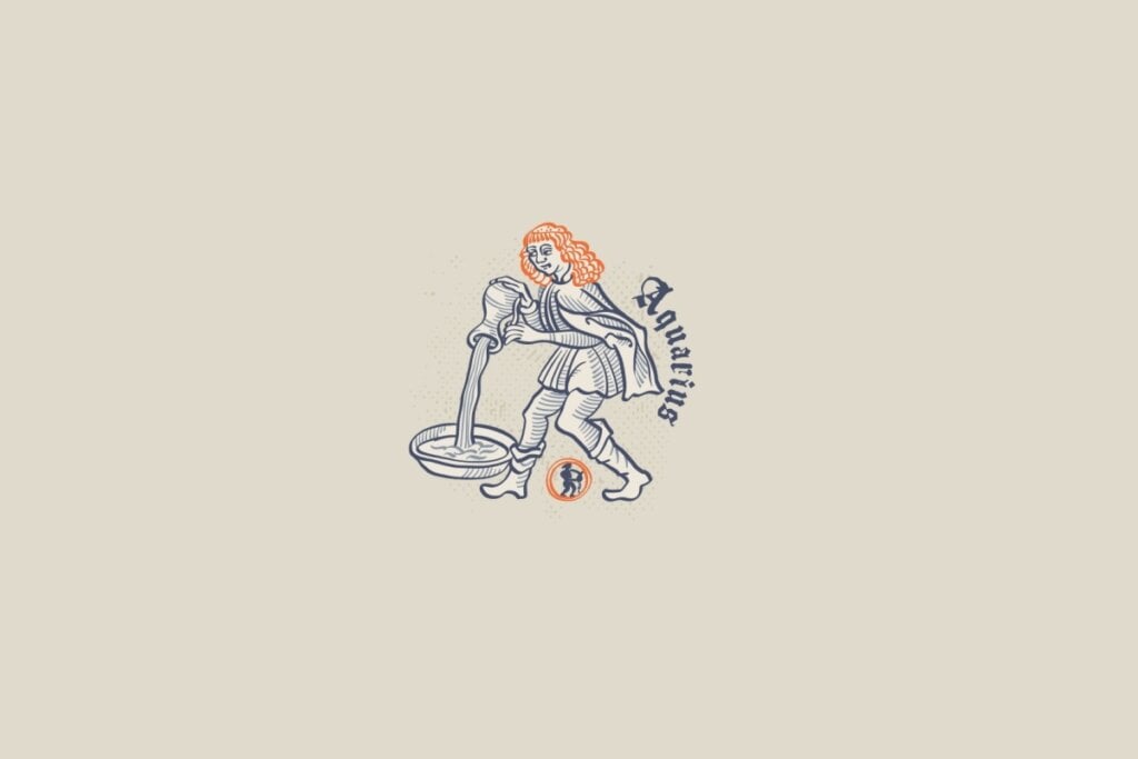 Ilustração do signo de aquário em um fundo bege