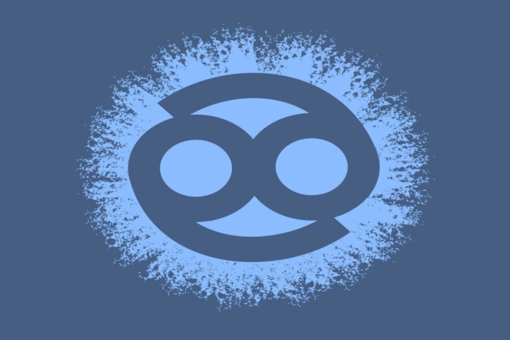 Horóscopo do dia: previsão para os 12 signos em 16/05/2025 58 Ilustração do símbolo do signo de câncer em círculo azul-claro sobre fundo azul-escuro
