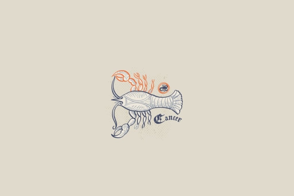 Ilustração do signo de câncer em um fundo bege