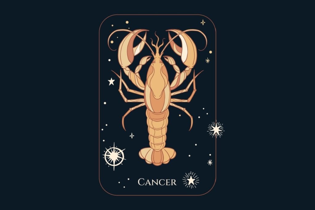 Horóscopo do dia: previsão para os 12 signos em 28/05/2025 58 Ilustração do signo de Câncer em um fundo azul