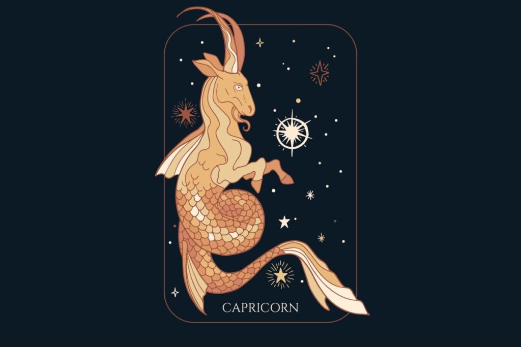 Horóscopo do dia: previsão para os 12 signos em 28/05/2025 64 Ilustração do signo de Capricórnio em um fundo azul