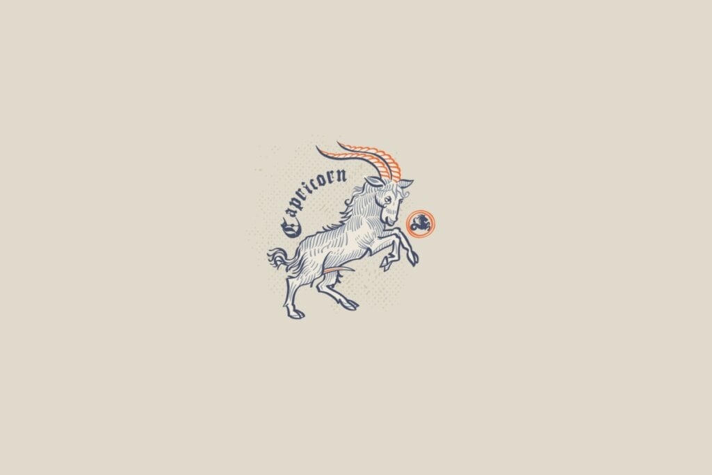 Ilustração do signo de capricórnio em um fundo bege
