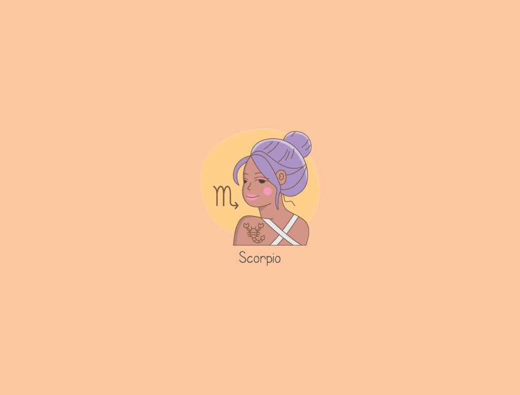 Confira as características da mãe de cada signo 68 Ilustração de uma mulher ao lado do símbolo do signo de escorpião