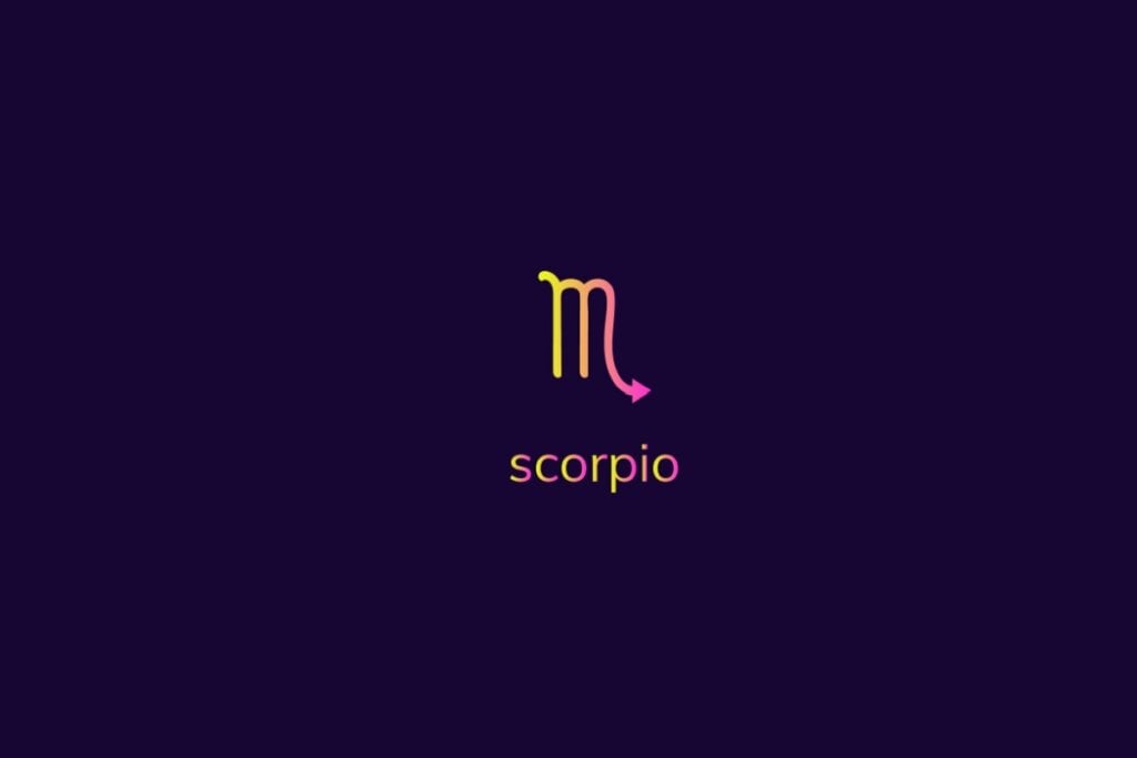 Horóscopo do dia: previsão para os 12 signos em 02/05/2025 62 Ilustração do signo de escorpião na cor rosa e amarelo em um fundo azul-escuro