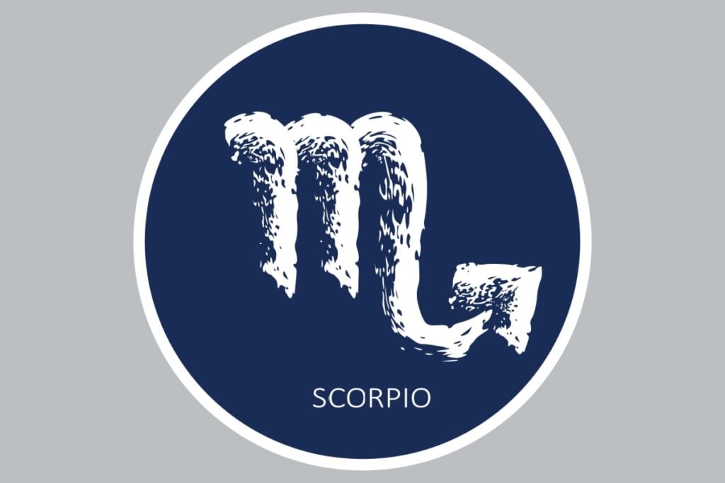 Horóscopo semanal: previsão dos signos de 26 de maio a 01 de junho de 2025 62 Ilustração do signo de Escorpião em um fundo azul