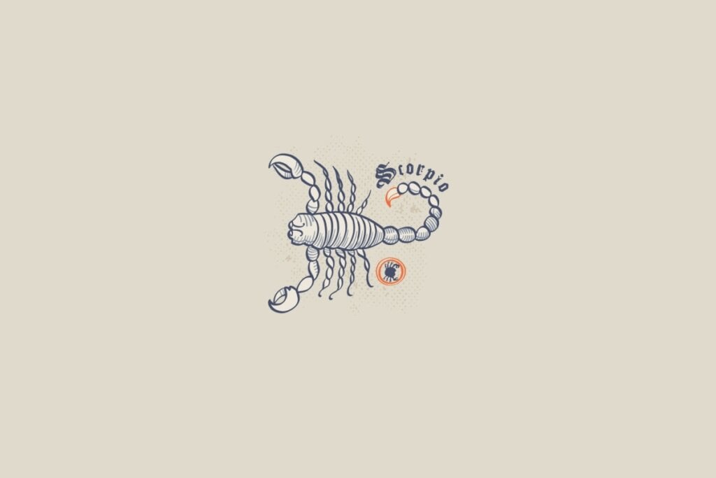 Ilustração do signo de escorpião em um fundo bege