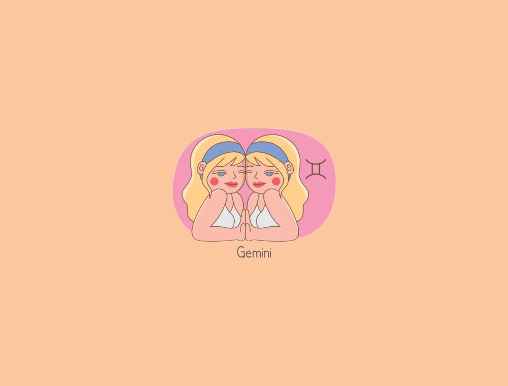 Confira as características da mãe de cada signo 63 Ilustração de uma mulher ao lado do símbolo do signo de gêmeos