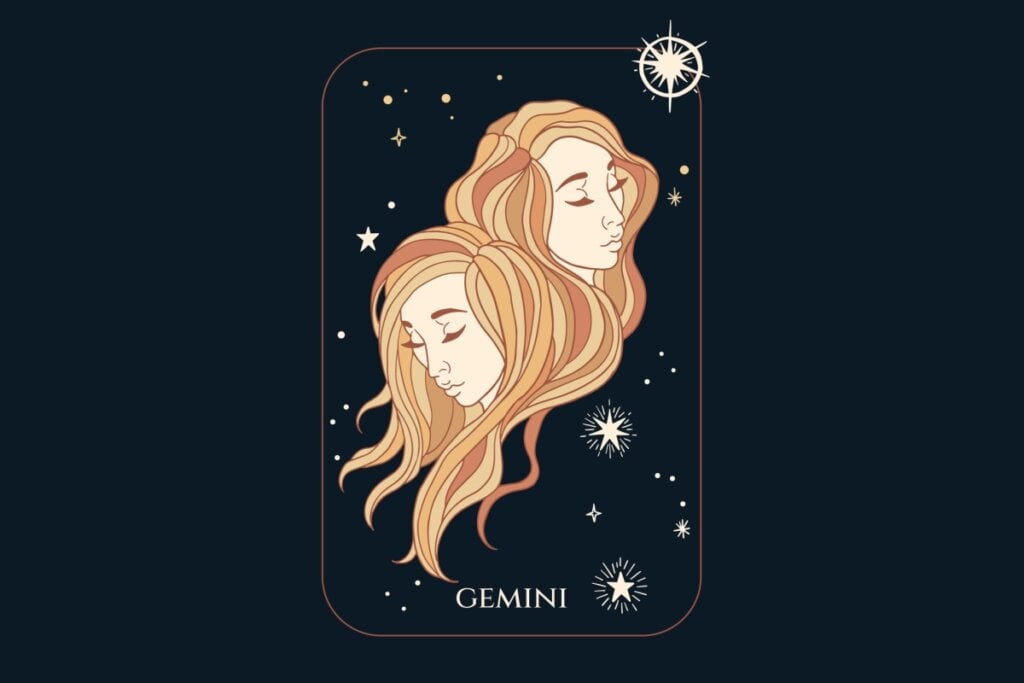 Horóscopo do dia: previsão para os 12 signos em 28/05/2025 57 Ilustração do signo de Gêmeos em um fundo azul