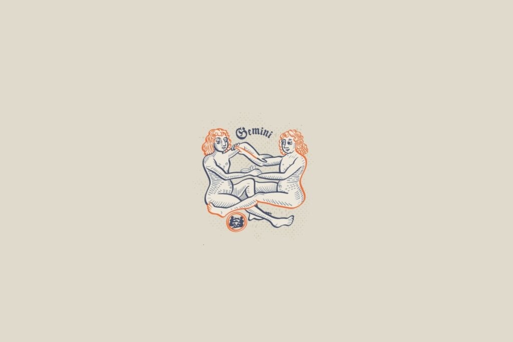 Ilustração do signo de gêmeos em um fundo bege