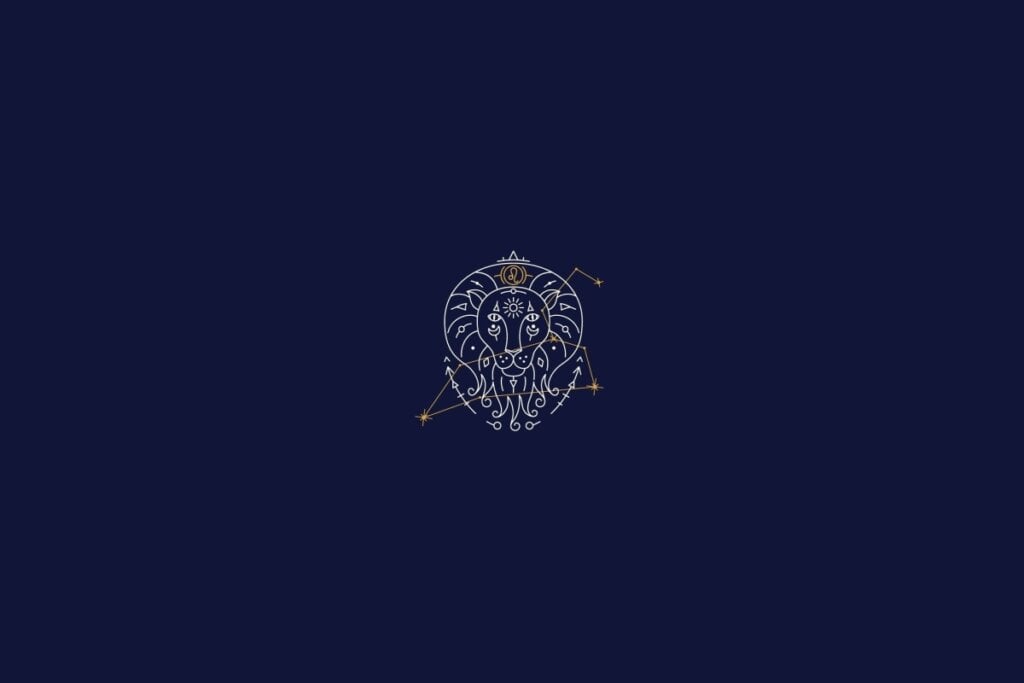 Horóscopo do dia: previsão para os 12 signos em 10/05/2025 59 Ilustração do signo de leão em um fundo azul-escuro