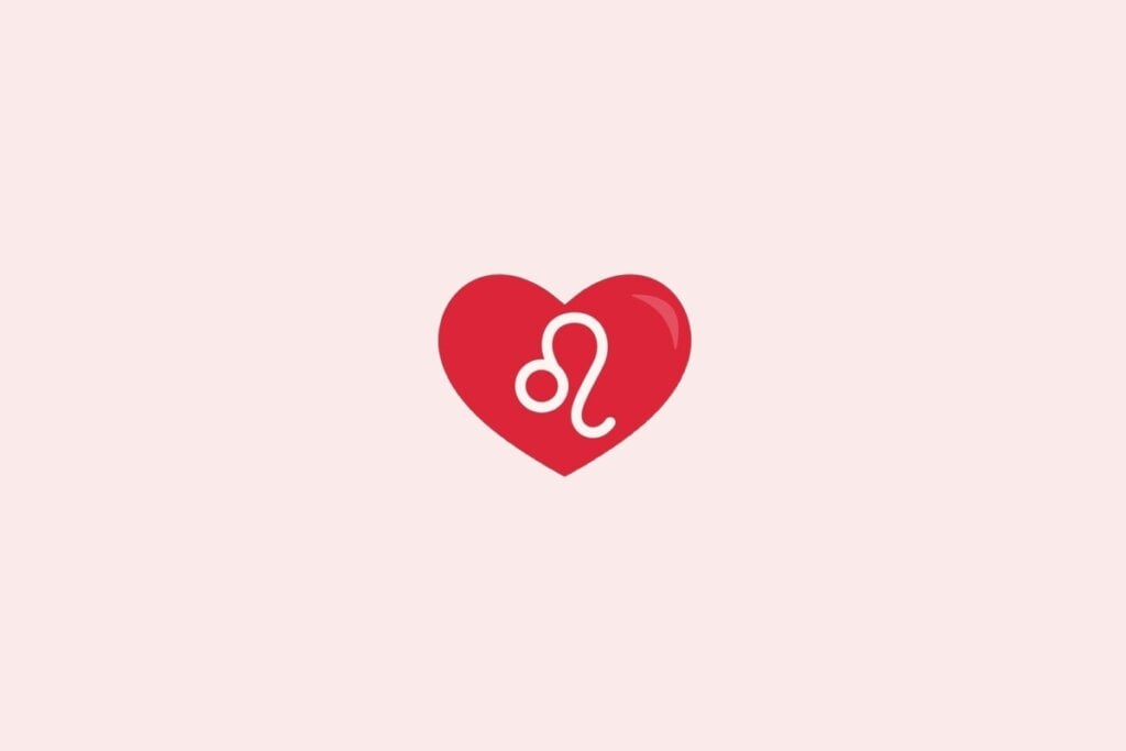 Veja o presente perfeito para cada signo no Dia dos Namorados 59 Ilustração do signo de leão em um coração vermelho sobre um fundo rosa-claro