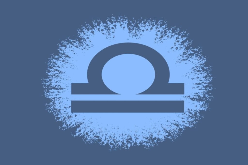Horóscopo do dia: previsão para os 12 signos em 16/05/2025 61 Ilustração do símbolo do signo de libra em círculo azul-claro sobre fundo azul-escuro