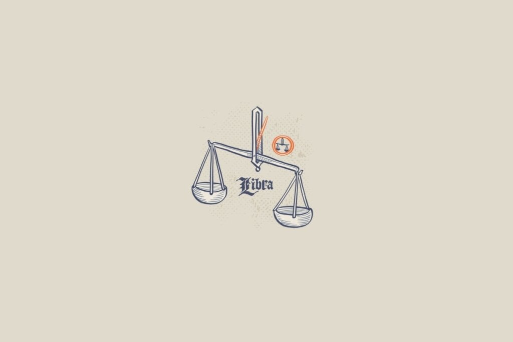 Ilustração do signo de libra em um fundo bege