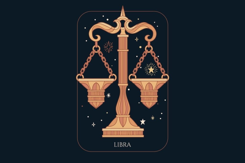 Horóscopo do dia: previsão para os 12 signos em 28/05/2025 61 Ilustração do signo de Libra em um fundo azul