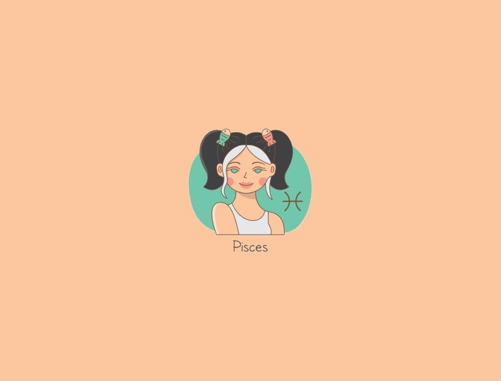 Confira as características da mãe de cada signo 72 Ilustração de uma mulher ao lado do símbolo do signo de peixes