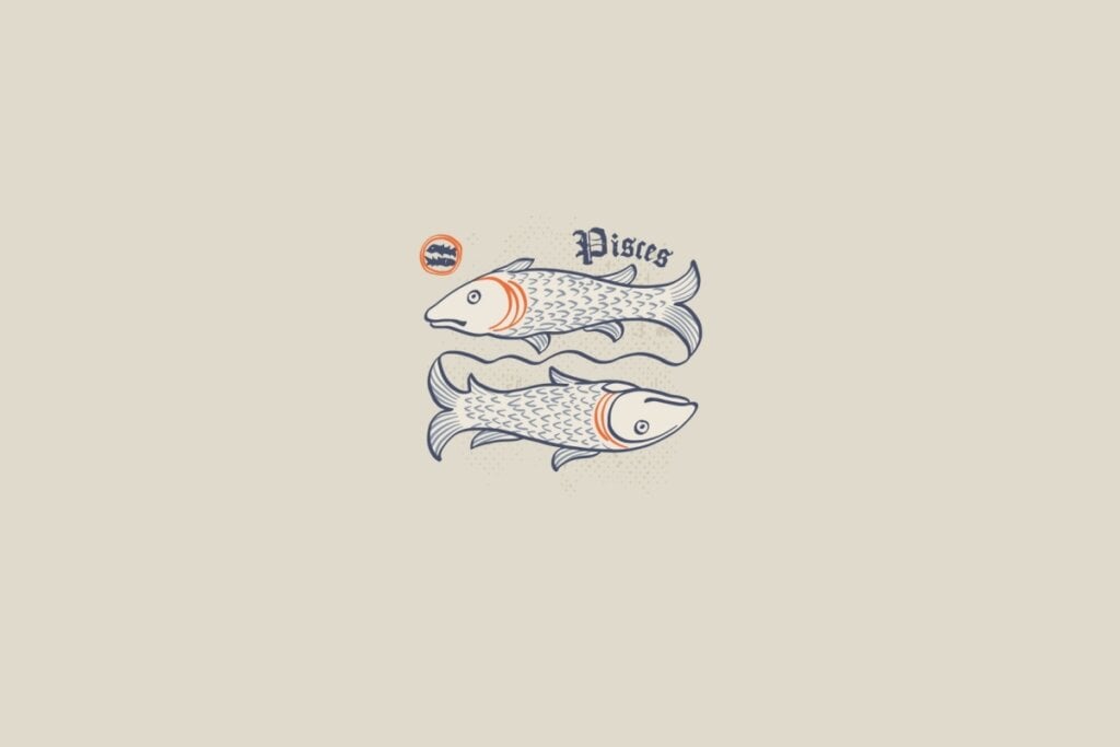 Ilustração do signo de peixes em um fundo bege