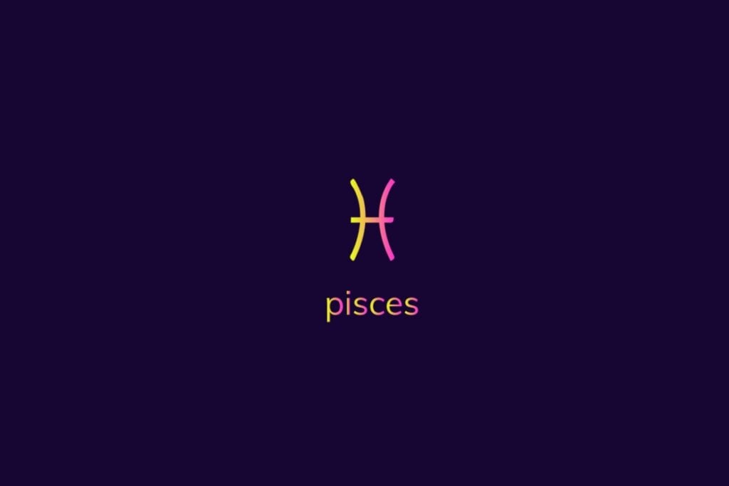 Horóscopo do dia: previsão para os 12 signos em 02/05/2025 66 Ilustração do signo de peixes na cor rosa e amarelo em um fundo azul-escuro