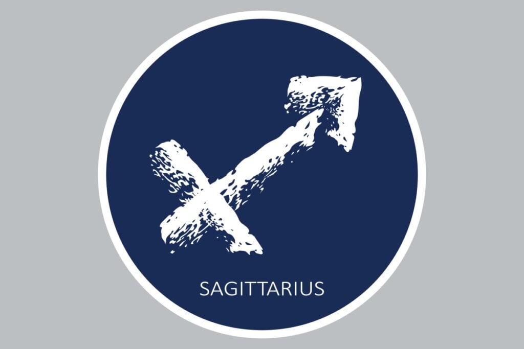 Horóscopo semanal: previsão dos signos de 26 de maio a 01 de junho de 2025 63 Ilustração do signo de Sagitário em um fundo azul