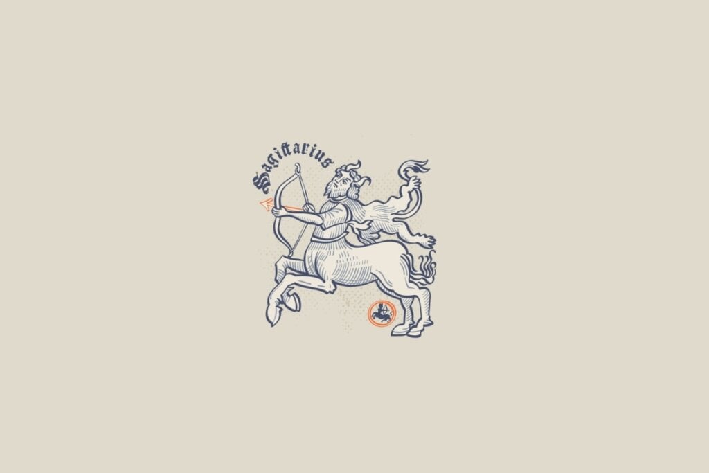 Ilustração do signo de sagitário em um fundo bege