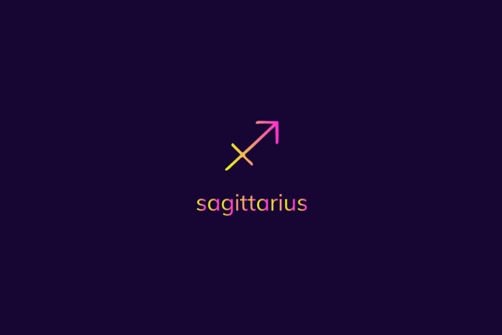 Horóscopo do dia: previsão para os 12 signos em 02/05/2025 63 Ilustração do signo de sagitário na cor rosa e amarelo em um fundo azul-escuro