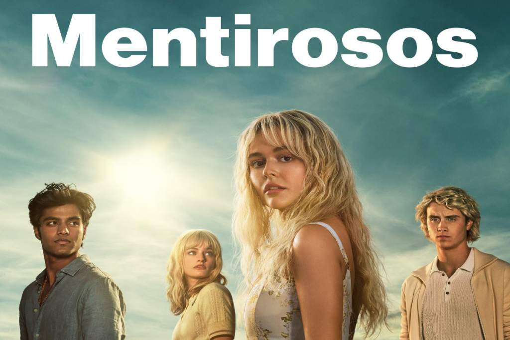 5 lançamentos imperdíveis do Prime Video em junho de 2025 22 Imagem de 4 jovens, um moreno usando uma camisa cinza, uma loira com uma camiseta bege de tricô, outra jovem loira usando uma regata florida e um jovem loiro usando camiseta branca e uma jaqueta amarela, ao fundo o céu com o sol brilhando forte