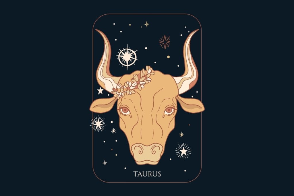 Horóscopo do dia: previsão para os 12 signos em 28/05/2025 56 Ilustração do signo de Touro em um fundo azul