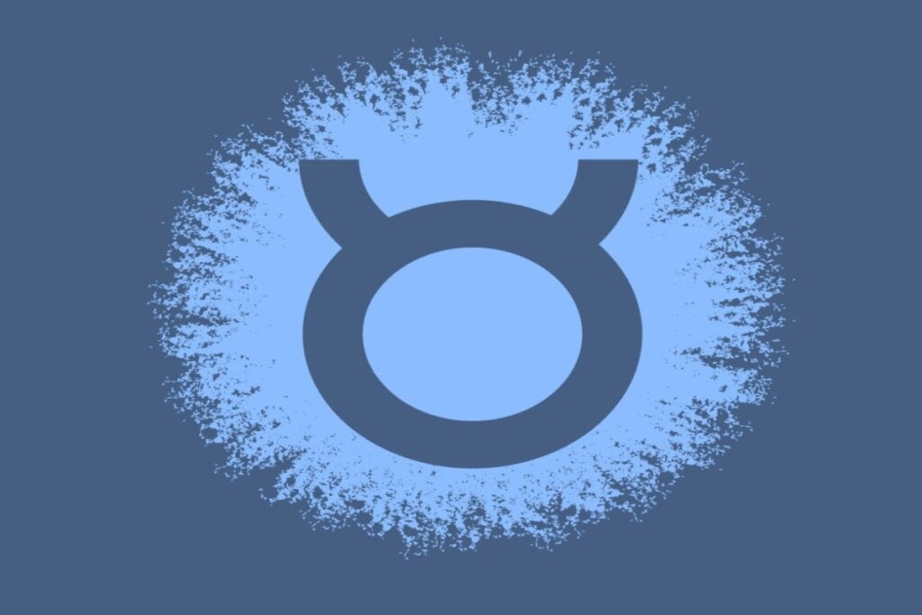 Horóscopo do dia: previsão para os 12 signos em 16/05/2025 56 Ilustração do símbolo do signo de touro em círculo azul-claro sobre fundo azul-escuro