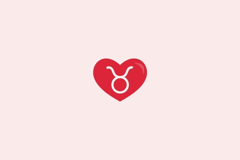 Veja o presente perfeito para cada signo no Dia dos Namorados 56 Ilustração do signo de touro em um coração vermelho sobre um fundo rosa-claro