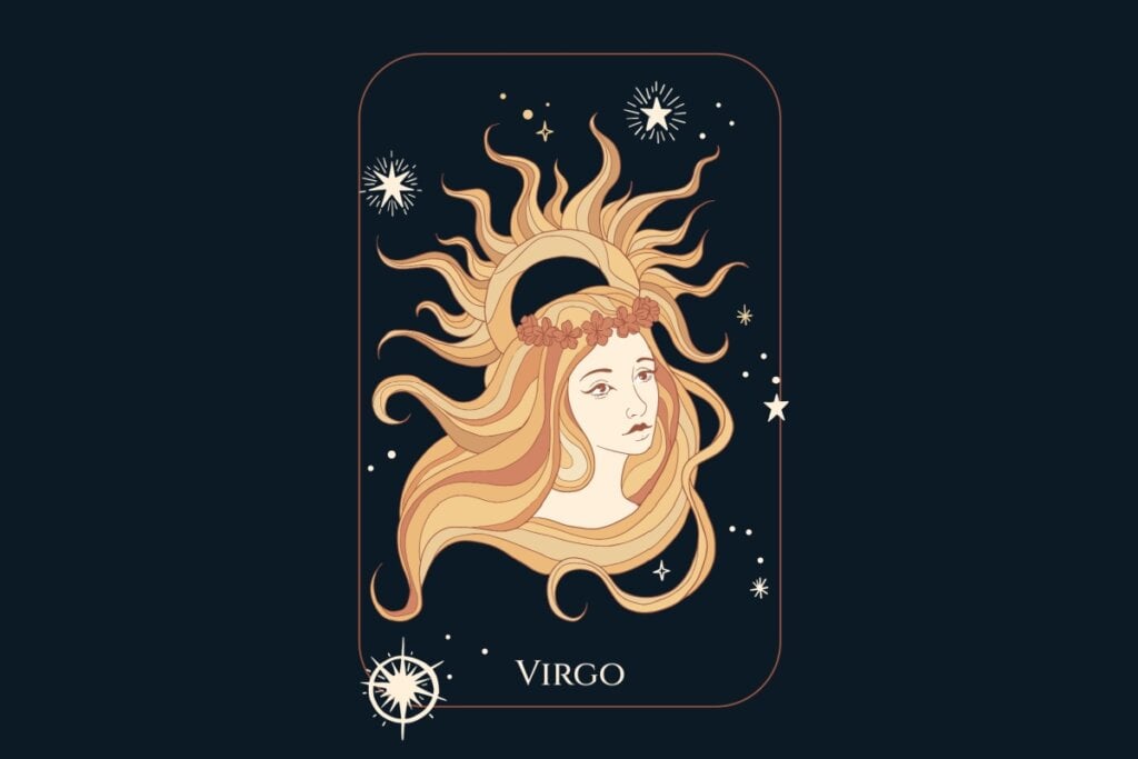 Horóscopo do dia: previsão para os 12 signos em 28/05/2025 60 Ilustração do signo de Virgem em um fundo azul