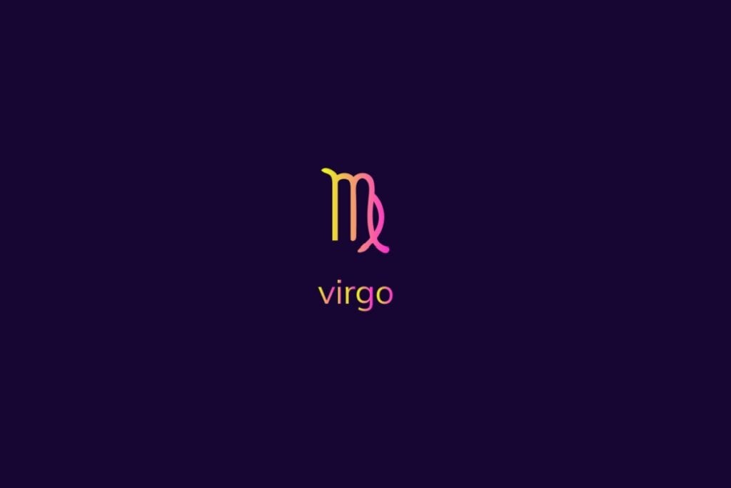 Horóscopo do dia: previsão para os 12 signos em 02/05/2025 60 Ilustração do signo de virgem na cor rosa e amarelo em um fundo azul-escuro