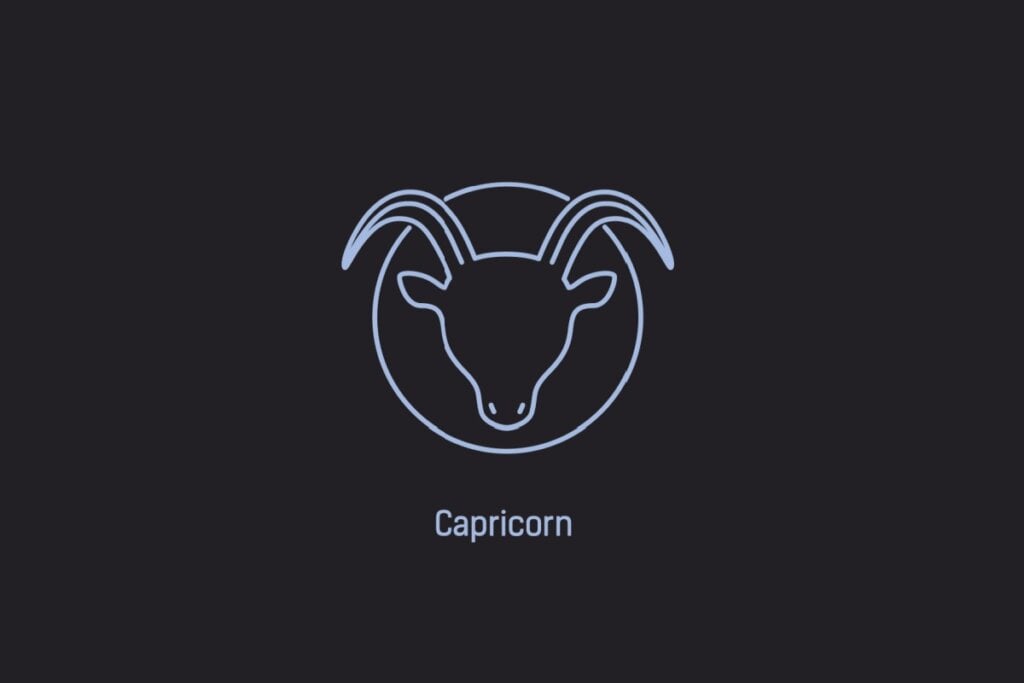 Veja a viagem ideal para cada signo do zodíaco 64 Ilustração do signo de Capricórnio contendo a cabeça de um bode com chifres curvos