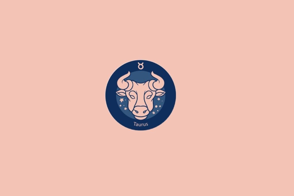 Horóscopo do dia: previsão para os 12 signos em 11/06/2025 56 Ilustração do signo de Touro, com a cabeça de um touro estilizado, cercada por elementos estelares em fundo azul e rosa