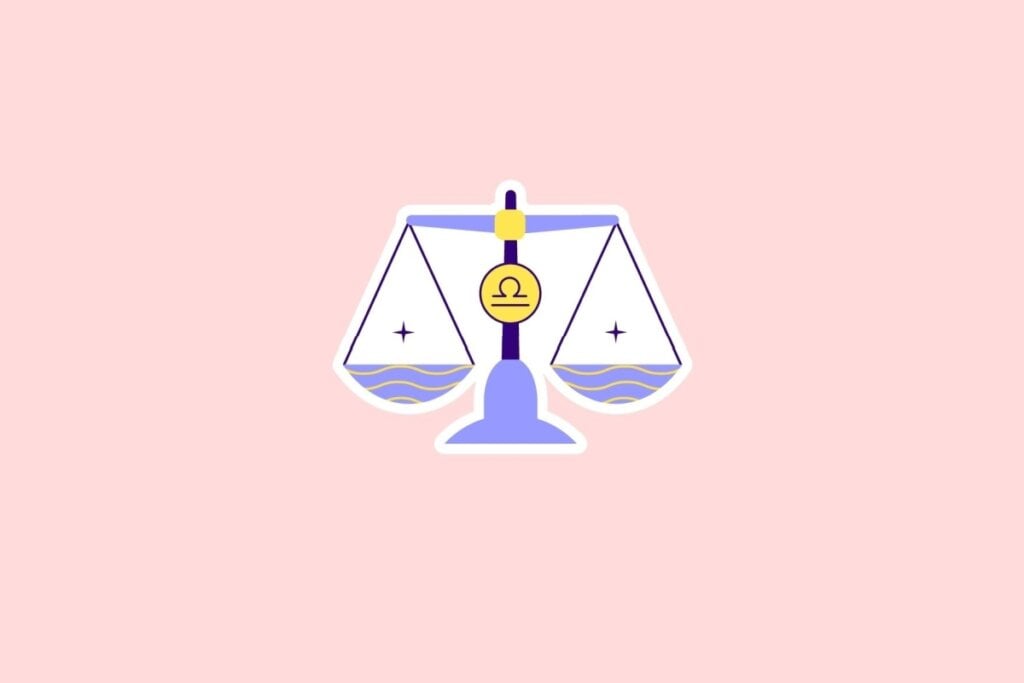 Horóscopo do dia: previsão para os 12 signos em 10/06/2025 61 Ilustração da balança, símbolo de Libra, em tons de lilás, azul e amarelo, sobre fundo rosa-claro