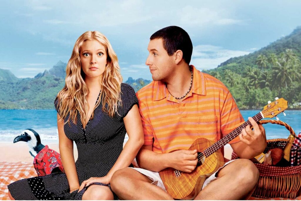 7 comédias românticas imperdíveis para o Dia dos Namorados 34 Capa do filme "Como Se Fosse a Primeira Vez" com os protagonistas sentados um ao lado do outro com a praia de fundo