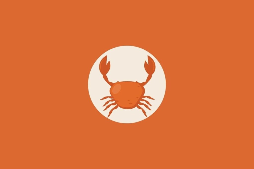 Horóscopo do dia: previsão para os 12 signos em 06/06/2025 58 Ilustração de um caranguejo em um fundo laranja